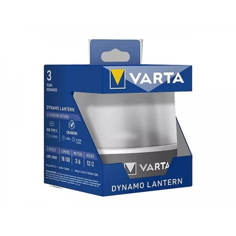 Lanterna dínamo recarregável por manivela Varta 17670 101 111 - luminária de emergência portátil