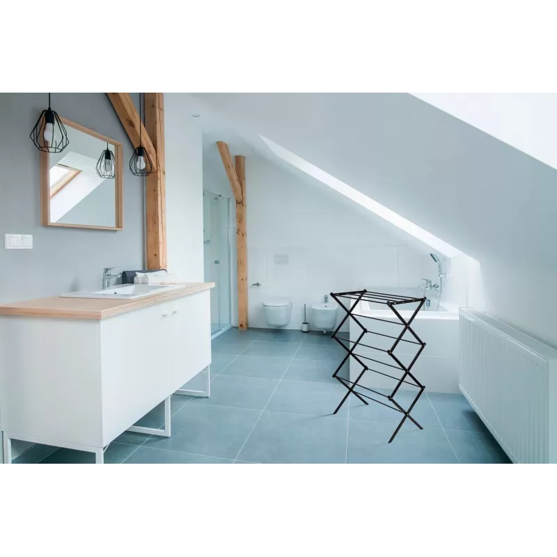 Estendal de roupa PROMIS SU111 — estendal vertical de interior em aço, 3 m de comprimento de secagem, 1000 mm de altura, dobrável
