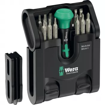 Wera Tool-Check Modular Micro 1 conjunto de 21 peças — conjunto compacto de chaves de fendas e pontas