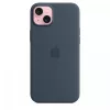 Capa de silicone Apple iPhone 15 Plus com MagSafe - Azul-tempestade