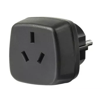 Adaptador de viagem AUS/CN > ficha com terra, adaptador de tomada preto