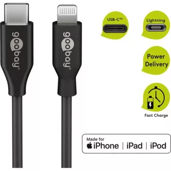 Cabo de carregamento e sincronização Goobay Lightning para USB-C 0,5 m