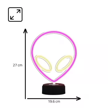 Lâmpada de mesa MANTA SNL86PK Style Neon Lights UFO rosa – lâmpada néon decorativa rosa
