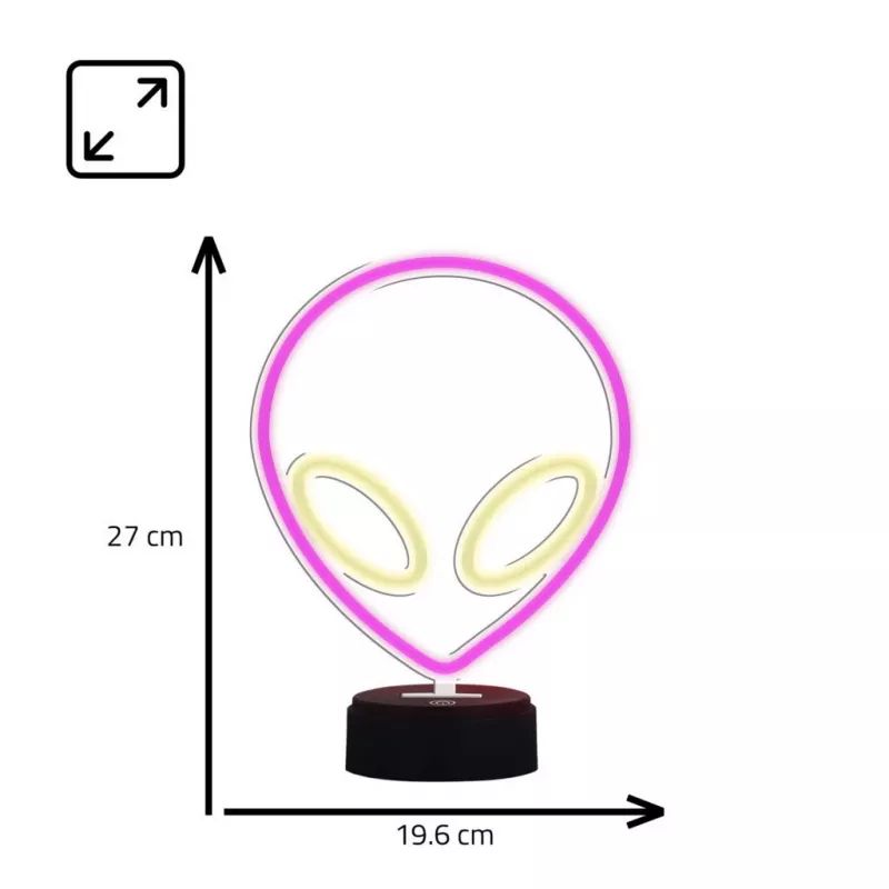 Lâmpada de mesa MANTA SNL86PK Style Neon Lights UFO rosa – lâmpada néon decorativa rosa