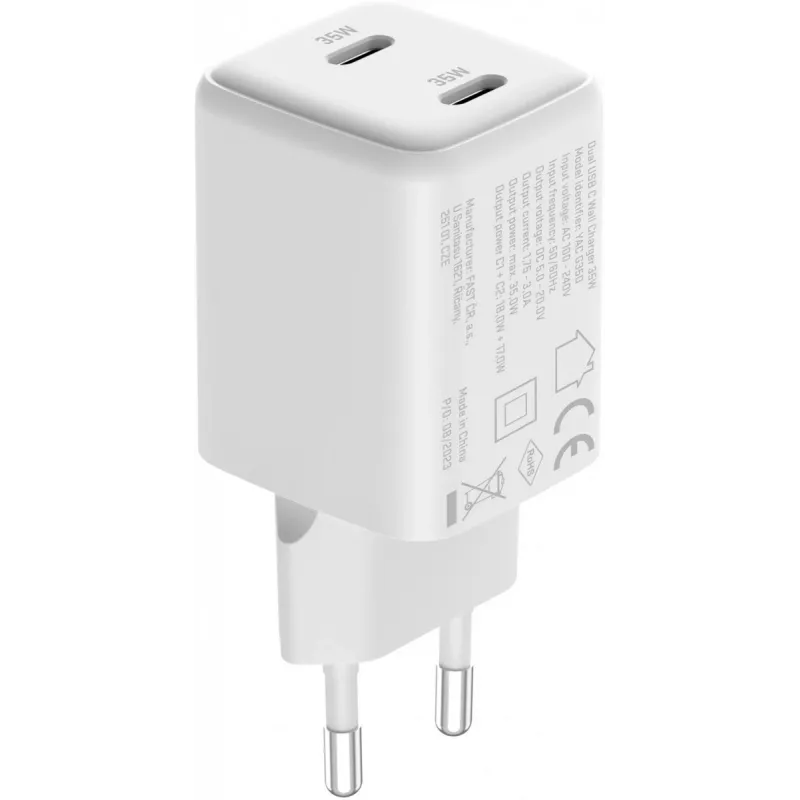 Carregador de parede USB-C YENKEE G35D 2x18W Power Delivery 3.0 3A