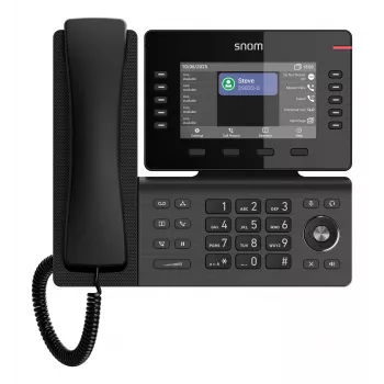 Telefone IP Snom D815WB preto — ecrã IPS de 5 polegadas, Gigabit Ethernet, Wi‑Fi 802.11n/ac, PoE, Bluetooth