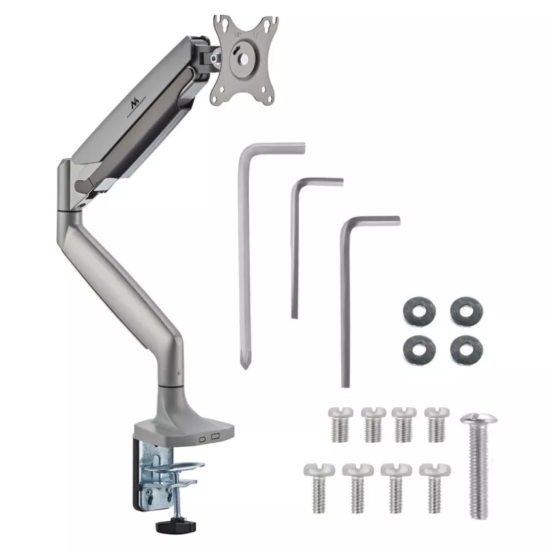 Suporte para monitor MACLEAN MC-969 braço duplo com mola a gás para ecrãs 17–45 polegadas, carga máx. 16 kg