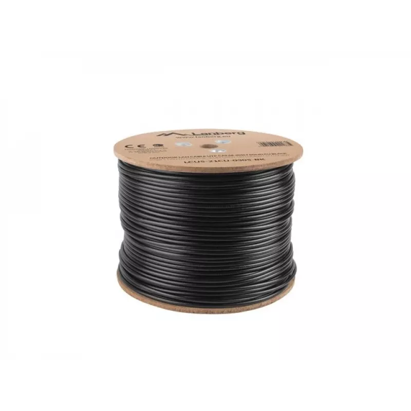 Cabo de rede LANBERG Cat5e U/UTP LCU5-21CU-0305-BK, 305 m, 24 AWG, bainha PVC, preto