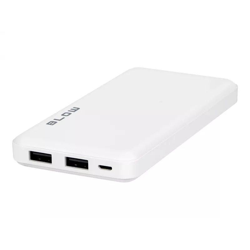Blow PB10A power bank 10000 mAh, 2x USB (1A + 2,1A), entrada micro USB, Li-Po, branco