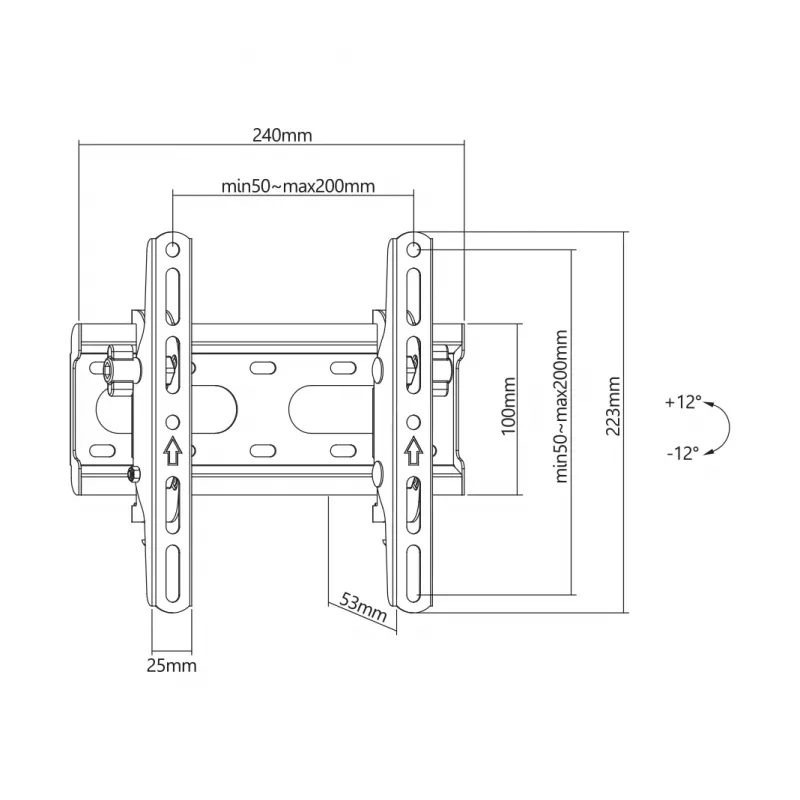 SBOX PLB-2522T-2 suporte de parede inclinável para TV, 23-43 polegadas, 45 kg, VESA 200x200