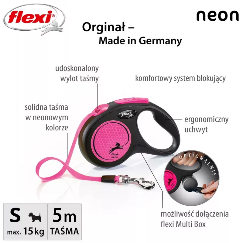 Flexi New Neon S 5 m Trela retrátil para cães