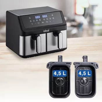 Fritadeira sem gordura IDEAL, dupla horizontal 9L, 8 funções - incluindo desidratação de alimentos