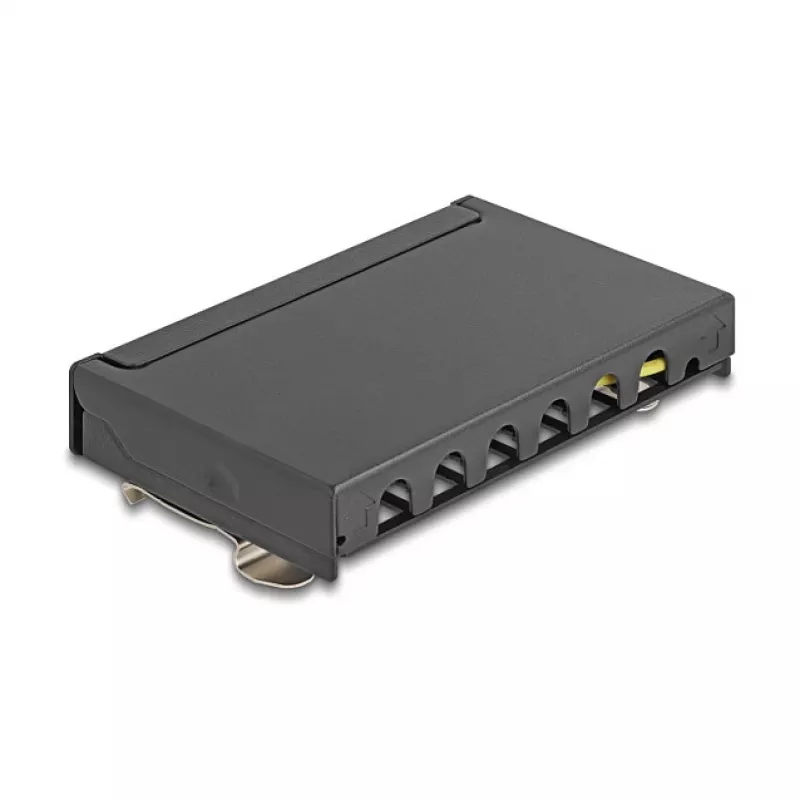 Patch panel DELOCK Mini Desktop RJ45 6 portas Cat.6A blindado, metal, preto, 80×22×125 mm