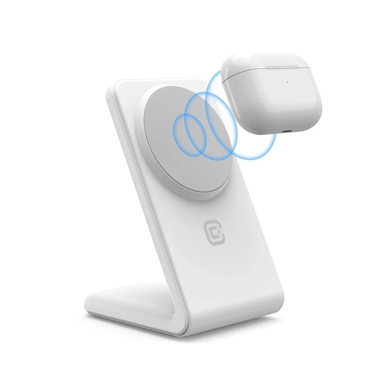 Carregador sem fios Crong CRG-MSS-WHT 10W Carregamento rápido para dispositivos compatíveis com Qi
