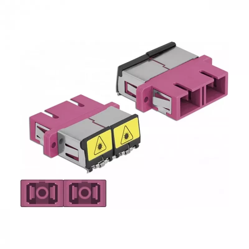 Acoplador de fibra ótica DeLOCK 86896 SC duplex fêmea para SC duplex fêmea multimodo violeta