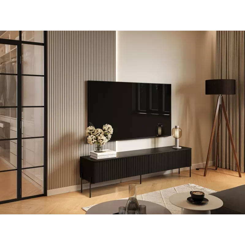 Móvel TV cama meble VERA 190x40x50 cm – tampo e estrutura preto mate