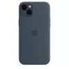 Capa de silicone Apple iPhone 14 Plus MagSafe Storm Blue