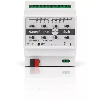 Atuador de comutação Satel KNX-SA24 8 canais montagem em calha DIN 3680 W