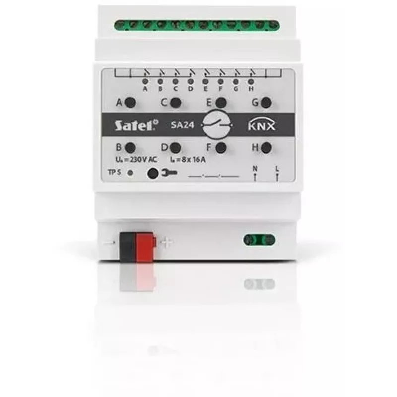 Satel KNX-SA24 atuador de comutação KNX, 8 canais, para calha DIN