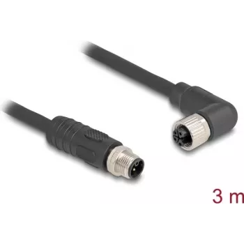 DeLOCK 80526 Cabo sensor/atuador 3 m RST M12 preto