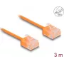Cabo de rede DeLOCK RJ45 Cat.6 UTP ultra fino 3 m laranja