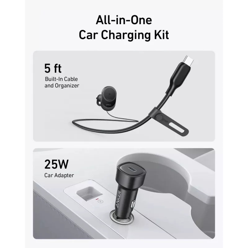 Carregador de automóvel magnético sem fios Anker MagGo 15W — Carregamento rápido magnético Qi de 15W para smartphones, preto