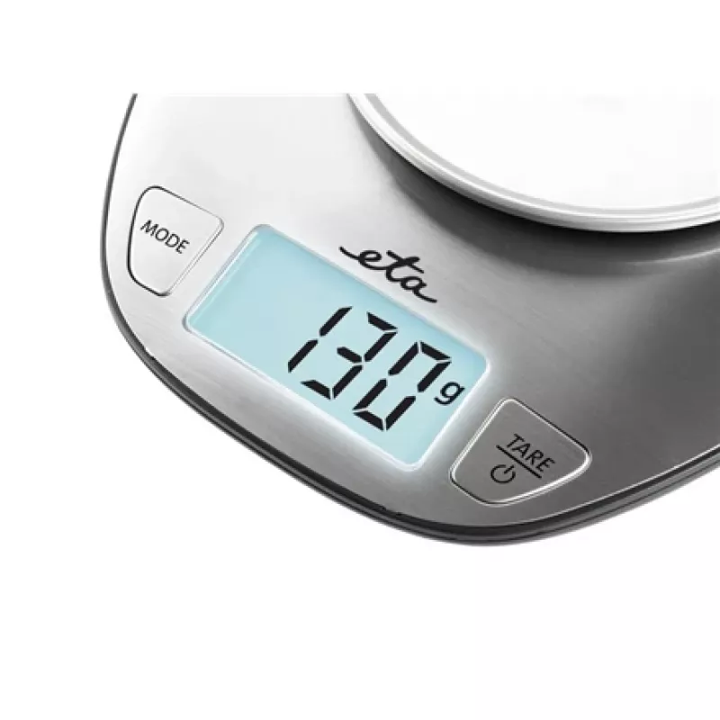 Balança de cozinha eletrónica ETA Dori aço inoxidável, capacidade 5 kg, precisão 1 g