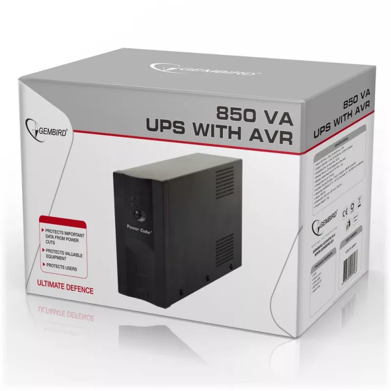 UPS Gembird UPS-PC-850AP fonte de alimentação ininterrupta (UPS) Line-Interactive 0,85 kVA 520 W 4 saídas AC