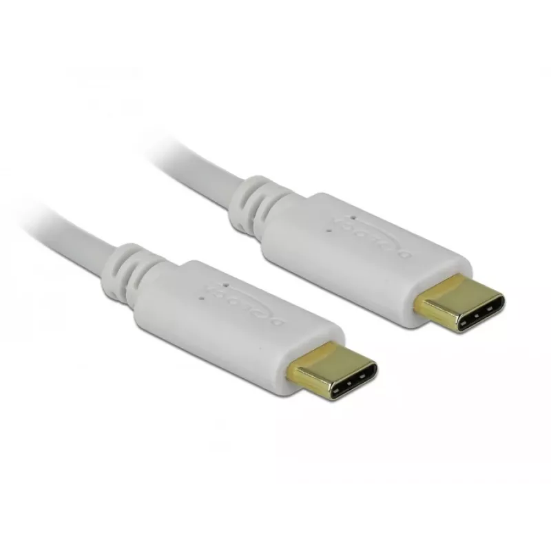 Delock - Cabo USB-C/alimentação - conector macho USB-C de 24 pinos para conector macho USB-C de 24 pinos - 5 A - 15 cm - USB Power Delivery (100 W), suporta Power Delivery 2.0 - branco (85357)