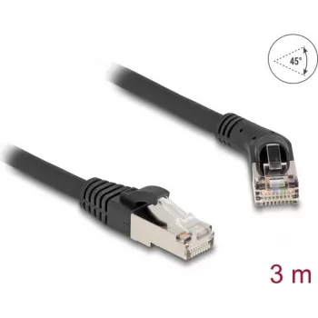 Cabo de rede DeLOCK RJ45 Cat.6A angular 45° para reto 3 m preto