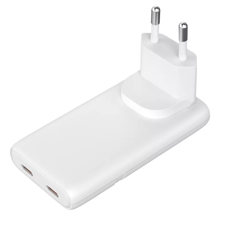 Akyga AK-CH-32 carregador USB-C GaN plano 65 W, 2 x USB-C PD, branco