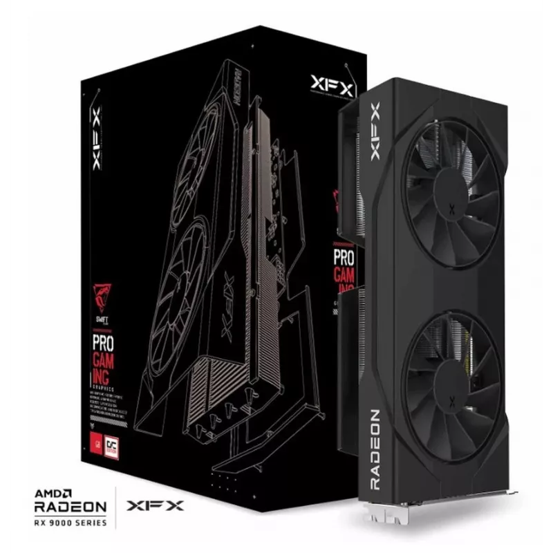 Placa gráfica XFX Radeon RX 9060 XT — 8 GB GDDR6, 128 bits, PCIe 5.0, 2x DP + HDMI, 2 ventoinhas
