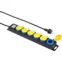 Renkforce 1384364 extensão com 6 tomadas e interruptor, Schuko, preta/amarela/azul