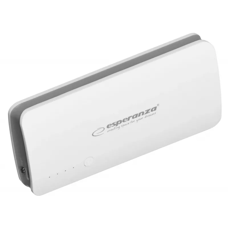 Carregador portátil Esperanza EMP106WE Radium — 8000 mAh, saída para 3 dispositivos, entrada Micro-USB, saídas 5V/2A e 5V/1,5A/1A, cinzento