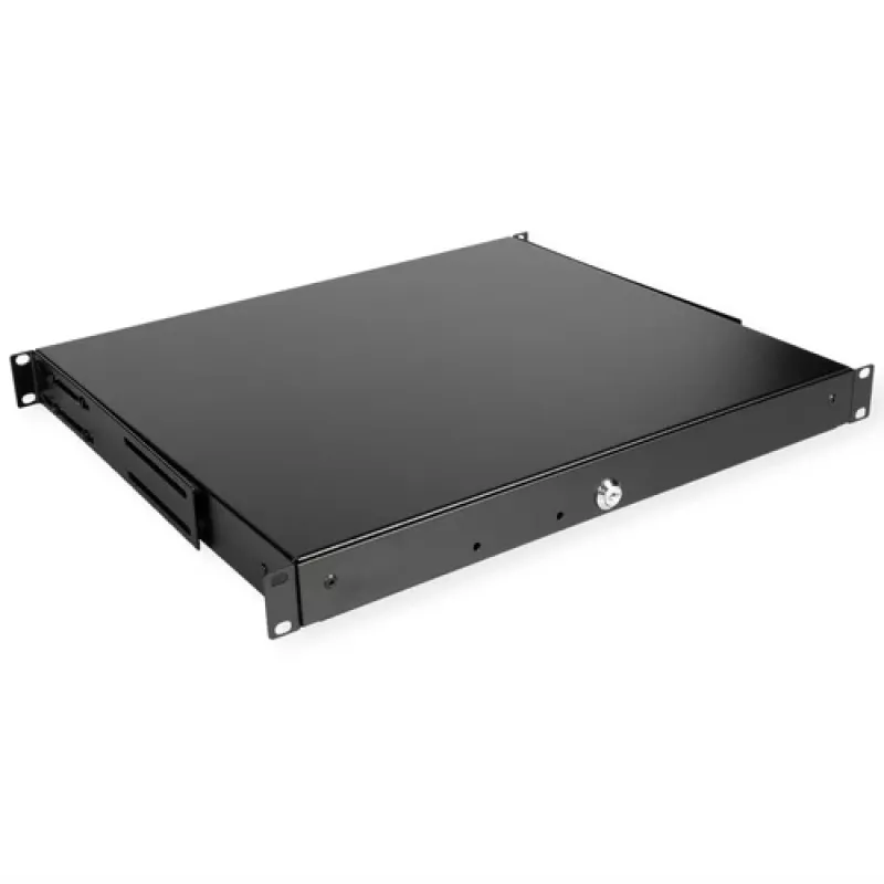 Gaveta com fechadura para montagem em rack 1U ROLINE 19 polegadas ABS preto