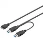 Cabo USB 3.0 Dual Power SuperSpeed Goobay Wentronic, preto, 0,3 m - ficha USB 3.0 (Type-A), ficha USB 3.0 (Type-A) > ficha micro USB 3.0 (Type-B) (95746)