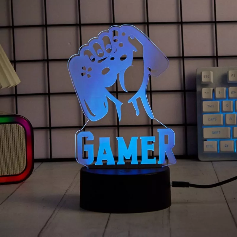 Lâmpada LED de mesa MANTA SNL122RGB decoração de luz 3D RGB, RGB com mudança de cor, alimentação USB