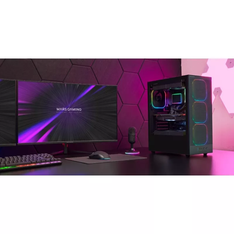 Caixa para PC TACENS MARS MC-NEBULA Midi Tower com vidro temperado, quatro ventoinhas aRGB de 120 mm, suporta ATX, GPU até 30,2 cm