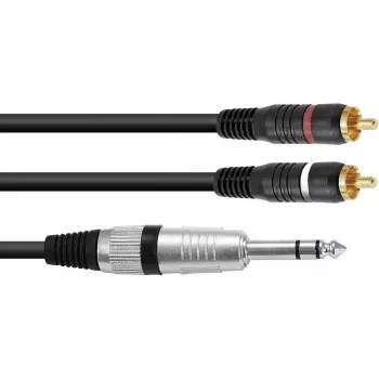 Cabo adaptador estéreo Omnitronic 2x RCA (cinch) para 2x RCA, 1,5 m de comprimento, modelo 30225223