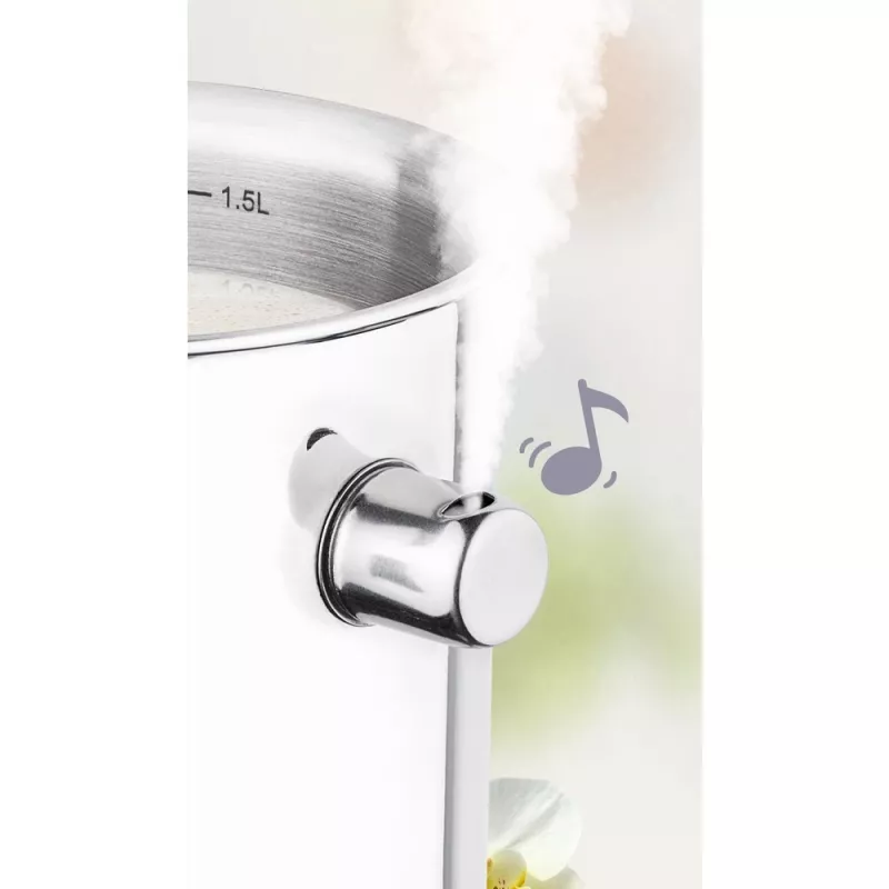 Leiteira LAMART LT1068, aço inoxidável de parede dupla, fundo sanduíche, 1,5 L, apito, escala de volume