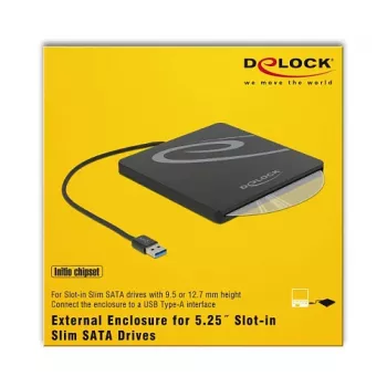 Caixa para ODD DeLOCK 42604 13,3 cm (5,25 polegadas) SATA III preto