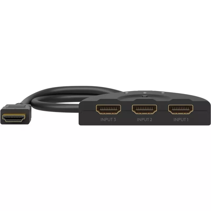 Caixa de comutação HDMI 3 para 1 (4K @ 60Hz), comutador HDMI (preto, cabo de 55cm)