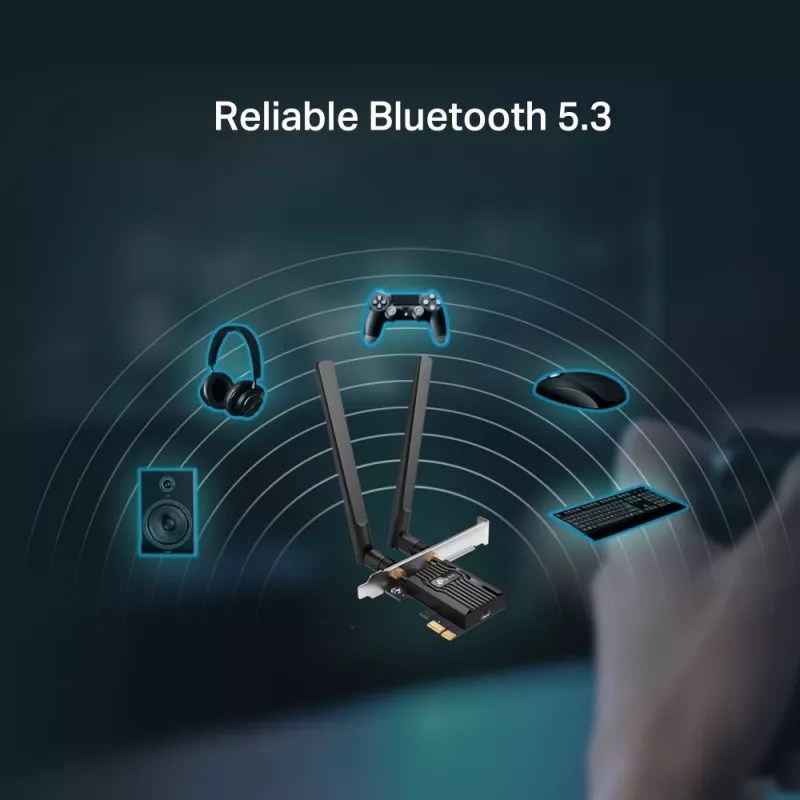 Adaptador PCIe Wi‑Fi 6 Bluetooth TP‑LINK Archer TX10E AX900 — placa PCIe, AX900 Wi‑Fi 6, Bluetooth
