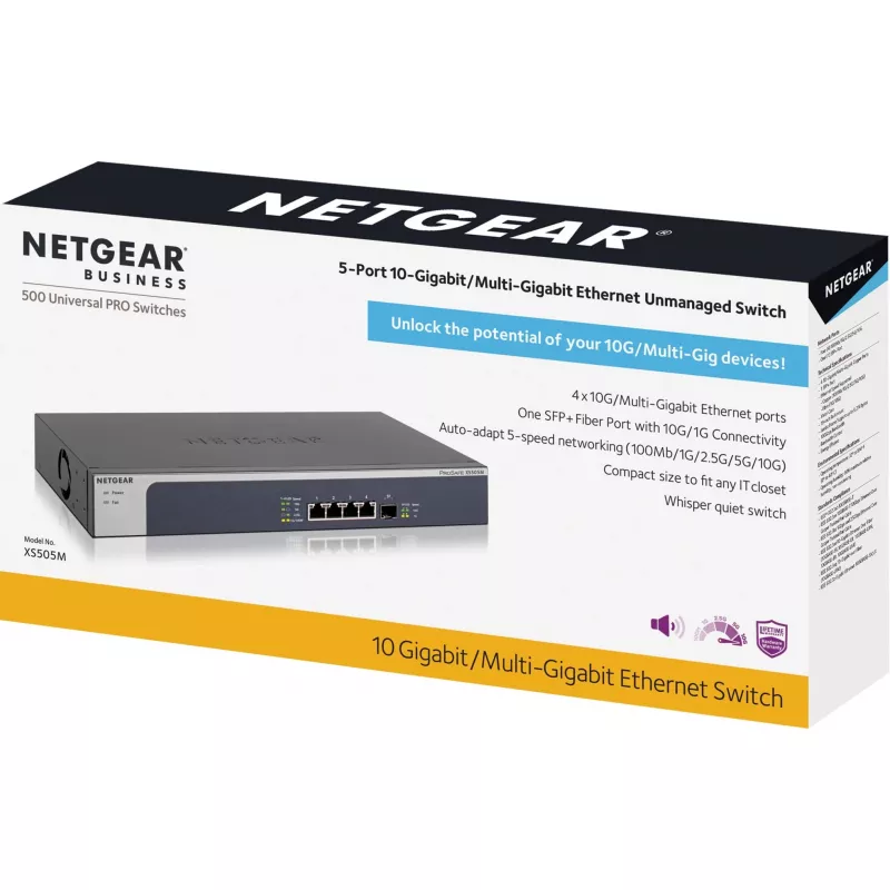 NETGEAR XS505M Não gerido 10G Ethernet (100/1000/10000) cinzento, prateado