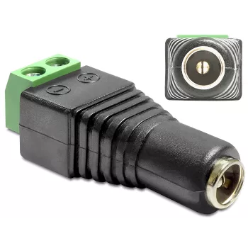 Adaptador de cabo DeLOCK 65485 DC 2,5 x 5,5 mm 2p preto verde