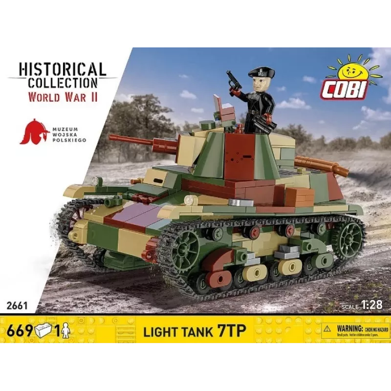 Blocos de construção Cobi Carro de combate ligeiro 7TP modelo, 669 peças, COBI-2661