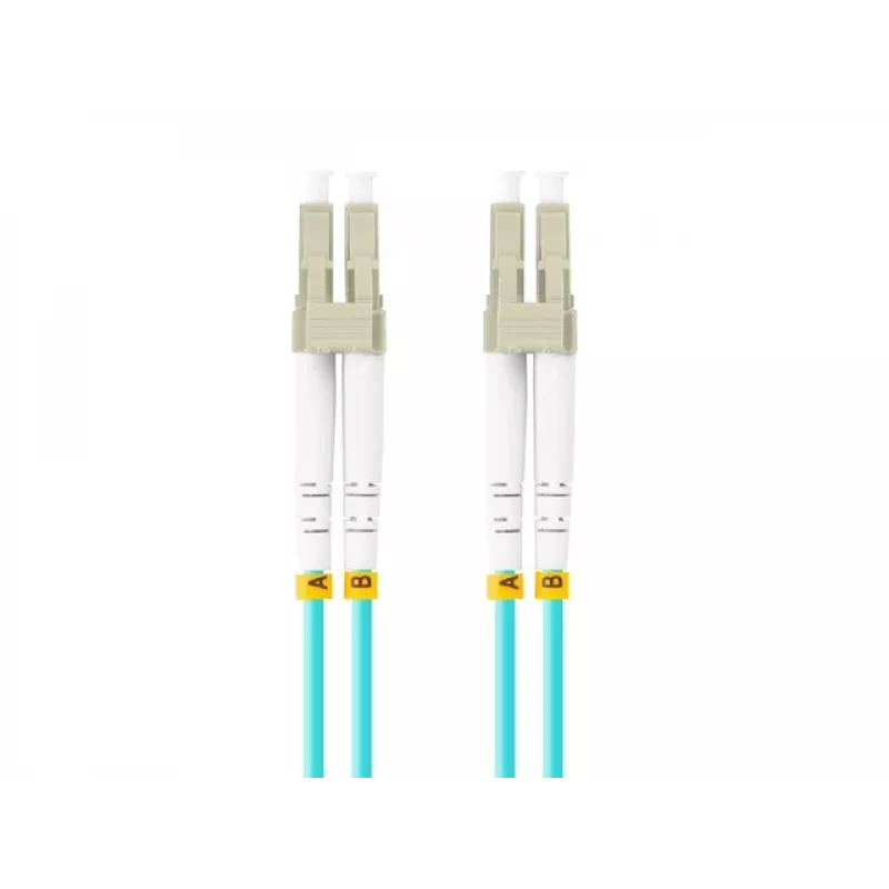 Cabo de patch de fibra ótica MM LC/UPC-LC/UPC DUPLEX 3,0MM OM3 50/125 LSZH 2M aqua