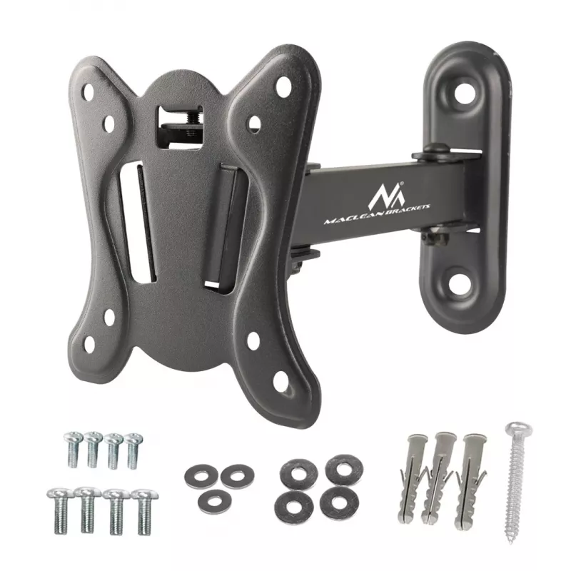 Suporte de parede para TV e monitor Maclean MC-416 13-32 30 kg inclinável rotativo máx. VESA 100x100 preto lacado a pó suporte universal LED OLED LCD