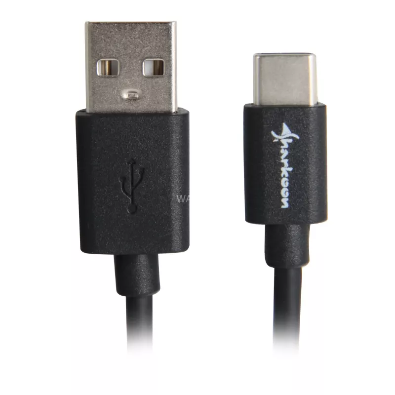Adaptador de cabo USB 2.0 A para USB-C Sharkoon 0,5 m, preto