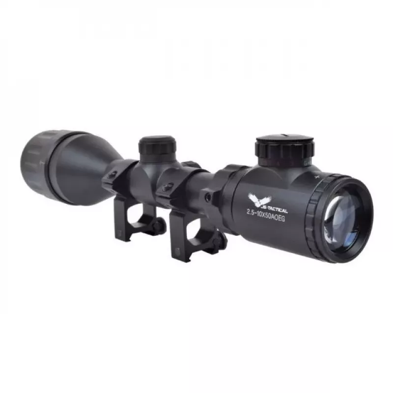Mira telescópica JS-Tactical 2.5-10x50 Mil-Dot com calha de 22 mm